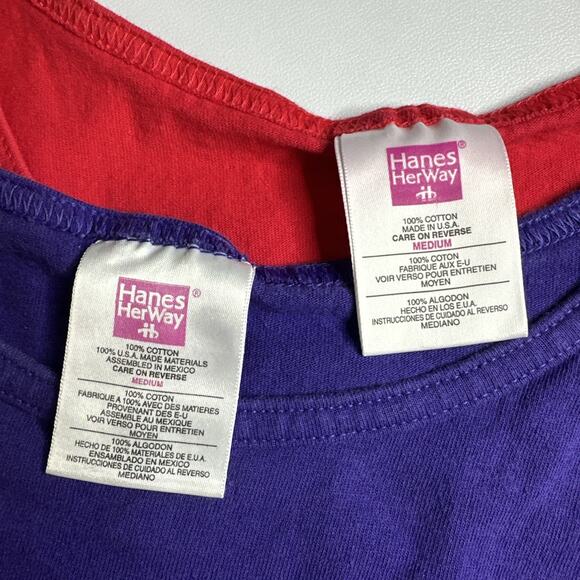2 Vintage Hanes Her Way Tank Tops Womens M Purple Red Cotton Y2K Basics Comfy - Picture 11 of 11